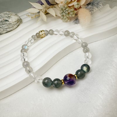 消除負能量/安定-《紫幽靈拉長白水晶手鍊》4