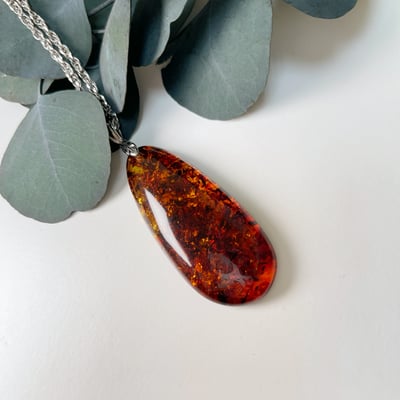 避邪去災/招財納福-《黃金花珀琥珀項鍊》4