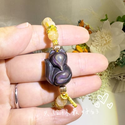 防小人/穩定磁場/旺運勢-《彩虹黑曜狐狸鈦晶手鍊》5