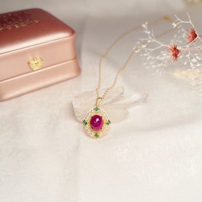 巴洛克蛋面紅寶項鍊2