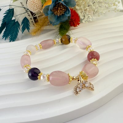 貴人/桃花/財富-《隨形粉晶魚尾手鍊》2