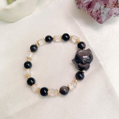 桃花人緣/擋煞避邪-《高閃光銀曜狐狸水晶手鍊》4