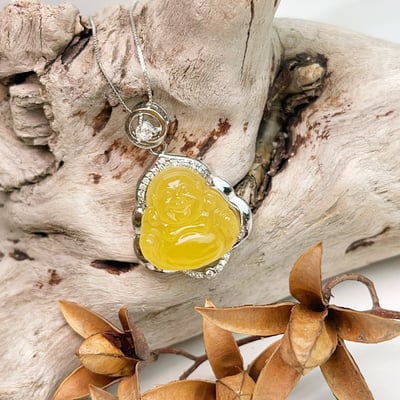 吉祥平安/健康/招財-《天然黃琥珀彌勒佛項鍊》5