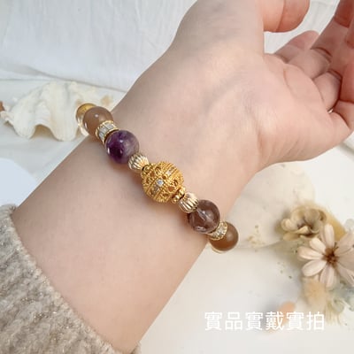 霸氣招財/正能量-《天然黃水晶紫幽月光手鍊》5