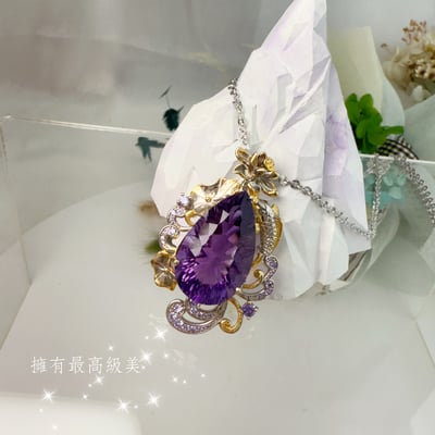 手工打造/珠寶級-《水滴千禧切紫水晶項鍊》3