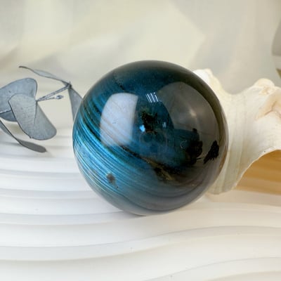 原礦球/磁場-《高閃光黑體拉長石球》A43