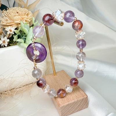 平安淨心/貴人事業-《紫晶平安扣紫幽靈手鍊》3