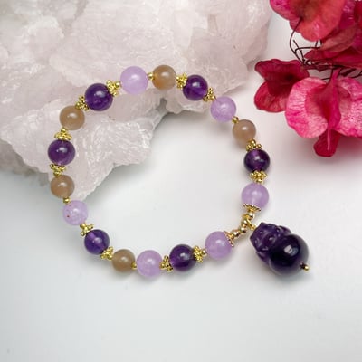 貴人/招財/運勢-《紫晶貔貅水晶手鍊》5