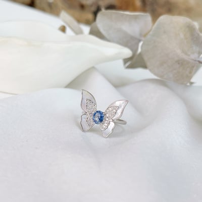 貝母蝴蝶藍寶戒指4