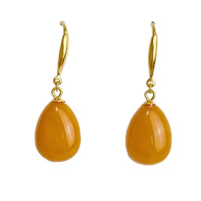 辟邪去災/招財納福-《簡約設計黃蜜蠟耳環》1