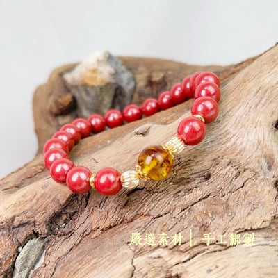 旺運勢/擋煞/防小人-《黃金花珀8mm帝王砂硃砂手鍊》3