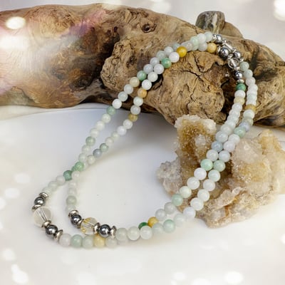 健康/平安/能量-《白水晶鈦赫茲緬甸玉108手鍊》4