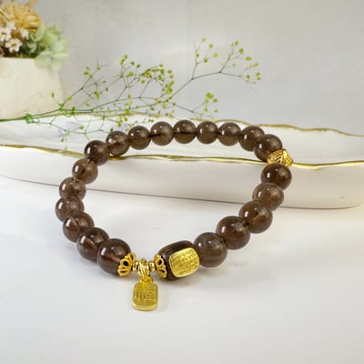 避邪擋煞/招財/健康-《原木經文茶晶福氣手鍊》4
