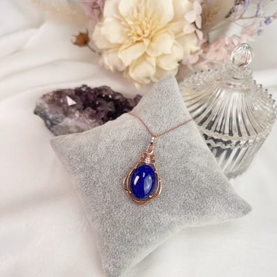 蛋面青金石玫瑰金項鍊2