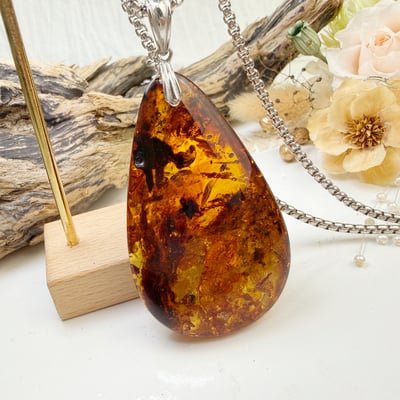 避邪擋煞/招財納福-《精品滿花黃金花珀琥珀項鍊》5