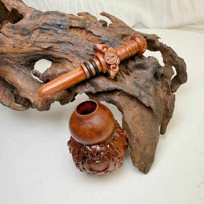 棗木原木/避邪鎮宅-《棗木葫蘆雕刻擺件》5