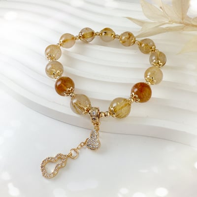 財富能量/高磁場-《鑲鑽葫蘆鈦晶手鍊》2