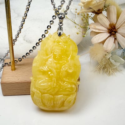 辟邪去災/招財納福-《觀音白花蜜蠟項鍊》6