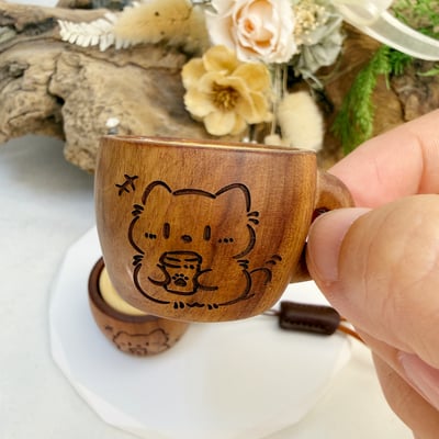 舒壓/可愛療癒-《原木按壓貓咪咖啡杯吊飾》5