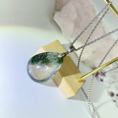 收藏級-清透料綠幽靈水晶項鍊6
