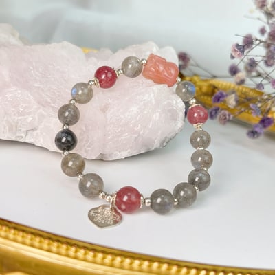 消除負能量/招財護主-《草莓拉長石·鹽源貔貅手鍊》3