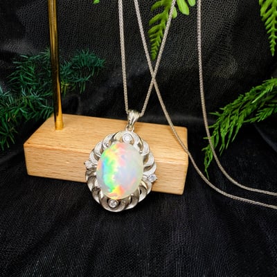 高韻光遊彩/透體料-《頂級高光遊彩蛋白石珠寶項鍊》橢圓切割8