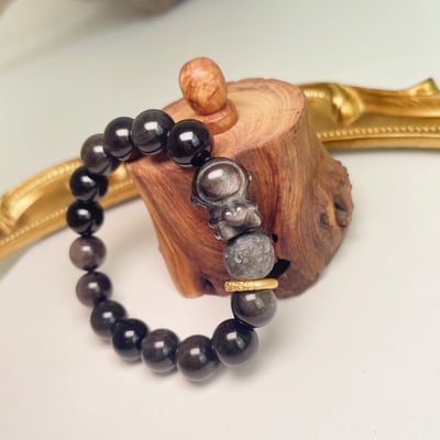 型男款/避邪擋煞-《銀曜太空人火山熔岩手鍊》4