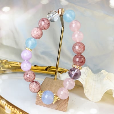 好運/正能量/好人緣-《骨幹草莓繽紛多彩水晶手鍊》6