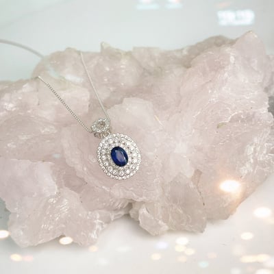 無燒/高貴/藍寶石-《層次滿鑽藍寶石項鍊》6