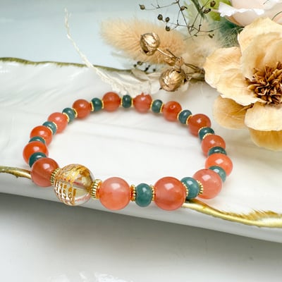平安/健康-《飄花南紅翡翠經文手鍊》2
