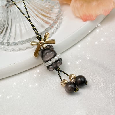 貴人/好運/平安-《蝴蝶結銀曜小熊吊飾》3