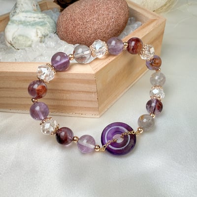 平安淨心/貴人事業-《紫晶平安扣紫幽靈手鍊》2