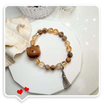 桃木貢木/平安招財-《桃木熊黃水晶貢木手鍊》4