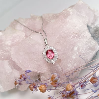 色澤濃郁/收藏級-《高檔粉碧璽項鍊》4