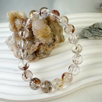 高頻能量/避邪/冥想-《10mm骸骨閃靈水晶手鍊》2