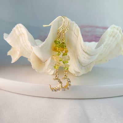 事業能量-《黃水晶橄欖石月亮耳環》4