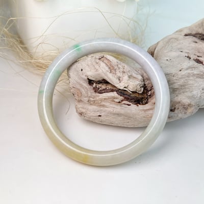 平安吉祥/養護磁場-《糯種綠飄花帶黃翡手鐲》3