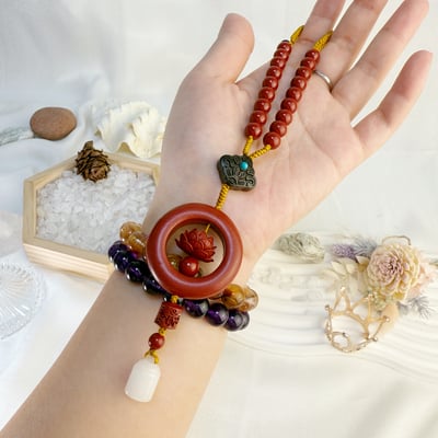 擋煞平安/淨心雅緻-《蓮花圈黑檀紫硃砂吊飾》6