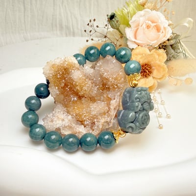 珍品收藏/守護的能量-《油青種翡翠貔貅手鍊》3