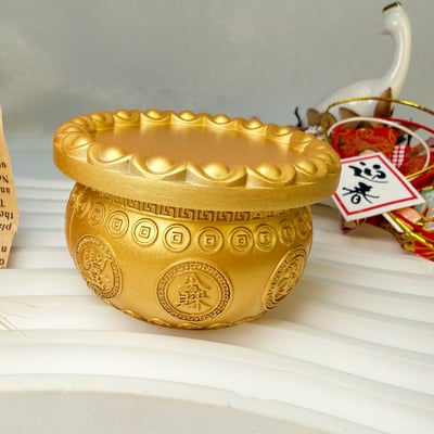 聚財/鎮宅/風水-《黃銅旋轉聚寶盆·底座》2