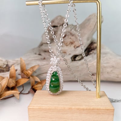 福氣平安/財富豐收《滿綠福豆翡翠項鍊》2