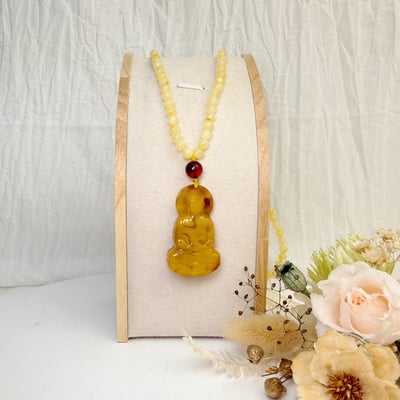 辟邪去災/招財納福-《老礦蜜蠟釋迦摩尼佛琥珀項鍊》1