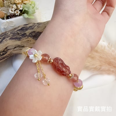 招財/旺運-《草莓晶貔貅鈦晶手鍊》6