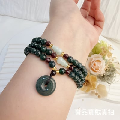 珍品收藏/守護的能量-《油青翡翠三圈平安扣手鍊》5