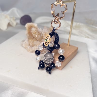 鎮煞/避邪/小人-《瑪瑙圈銀曜九尾狐吊飾》2