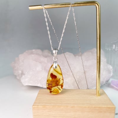 黃金花珀琥珀項鍊-71