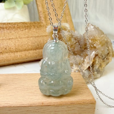 平安/吉祥/靜心-《冰種翡翠觀音項鍊》3