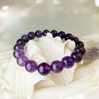 貴人/智慧/正能量-《10mm紫水晶素圈手鍊》4