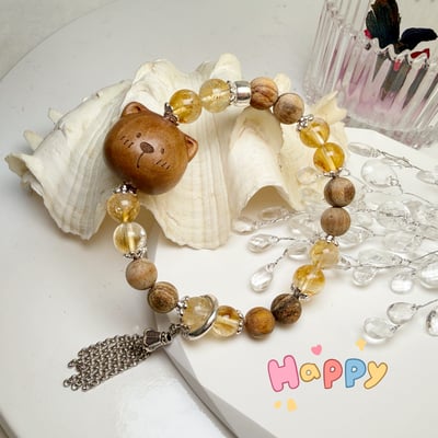 桃木貢木/平安招財-《桃木熊黃水晶貢木手鍊》3