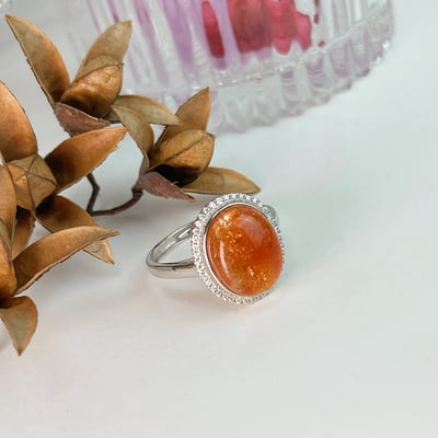 正能量/氣場強大/招財-《滿鑽星光閃金太陽蛋面戒指》6